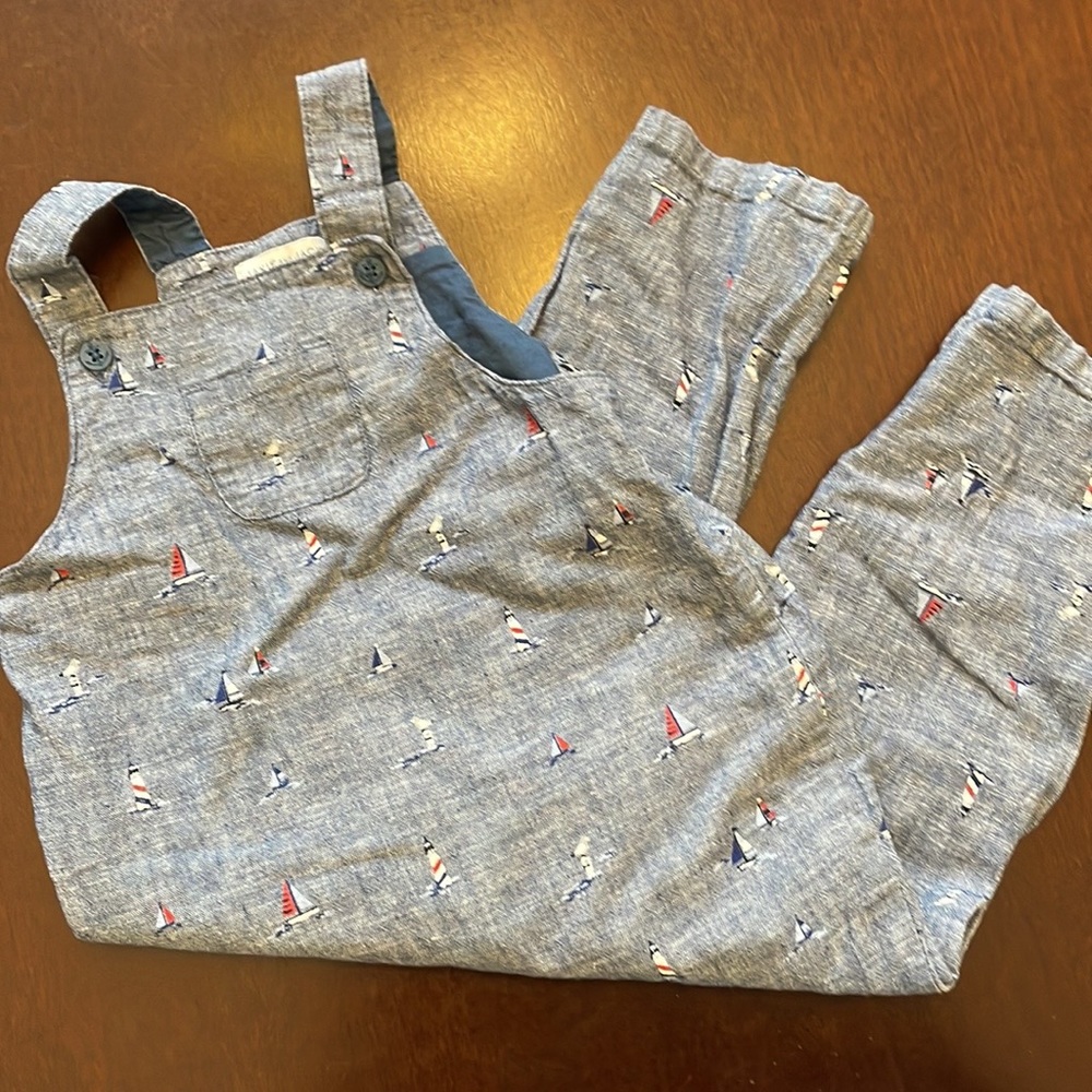 Janie and Jack nautical chambray overalls